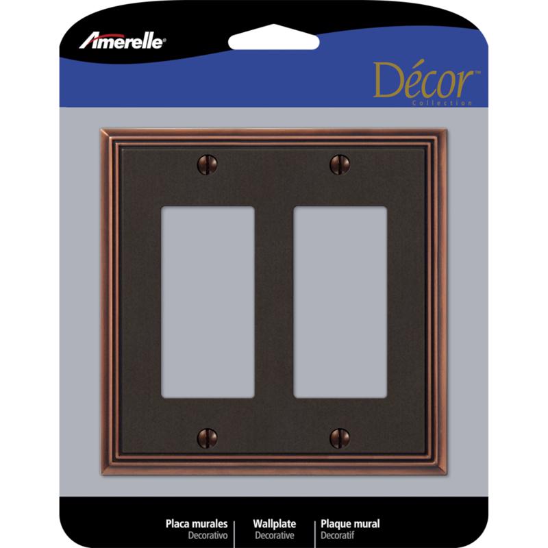 AMERELLE - Amerelle Imperial Bead Aged Bronze 2 gang Die-Cast Metal Decorator Wall Plate 1 pk