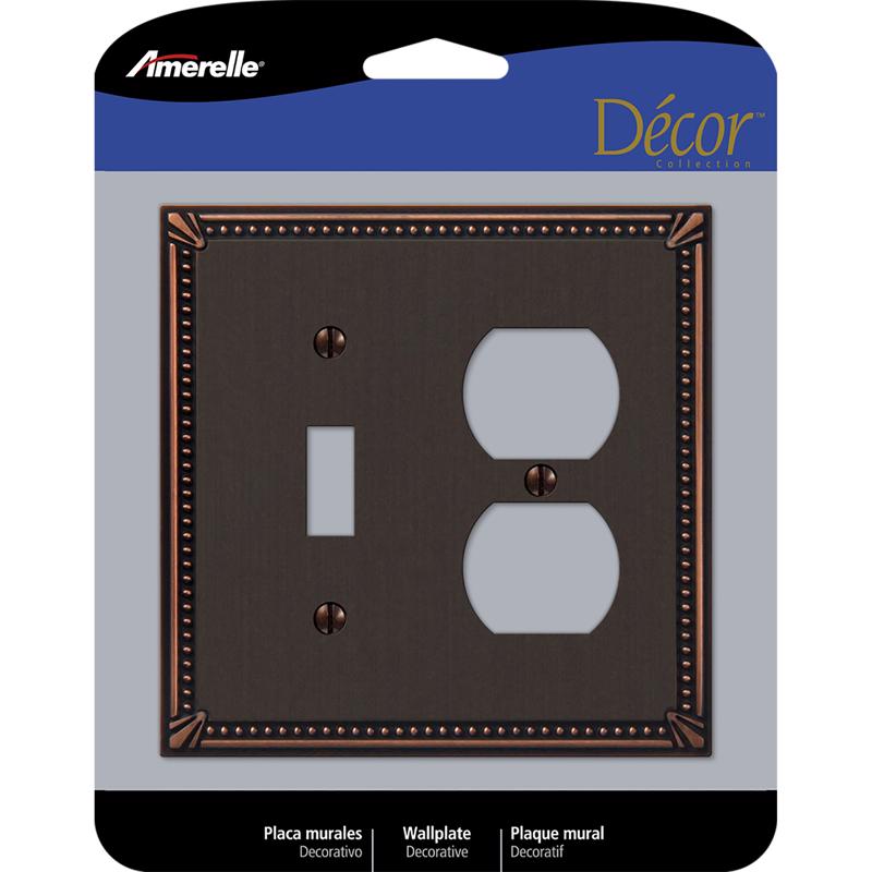 AMERELLE - Amerelle Imperial Bead Aged Bronze 2 gang Die-Cast Metal Toggle Wall Plate 1 pk [74TDDB]