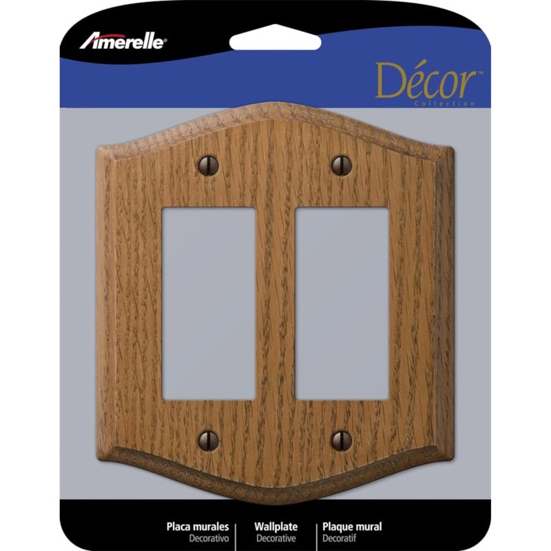 AMERELLE - Amerelle Country Medium Brown 2 gang Oak Wood Decorator Wall Plate 1 pk