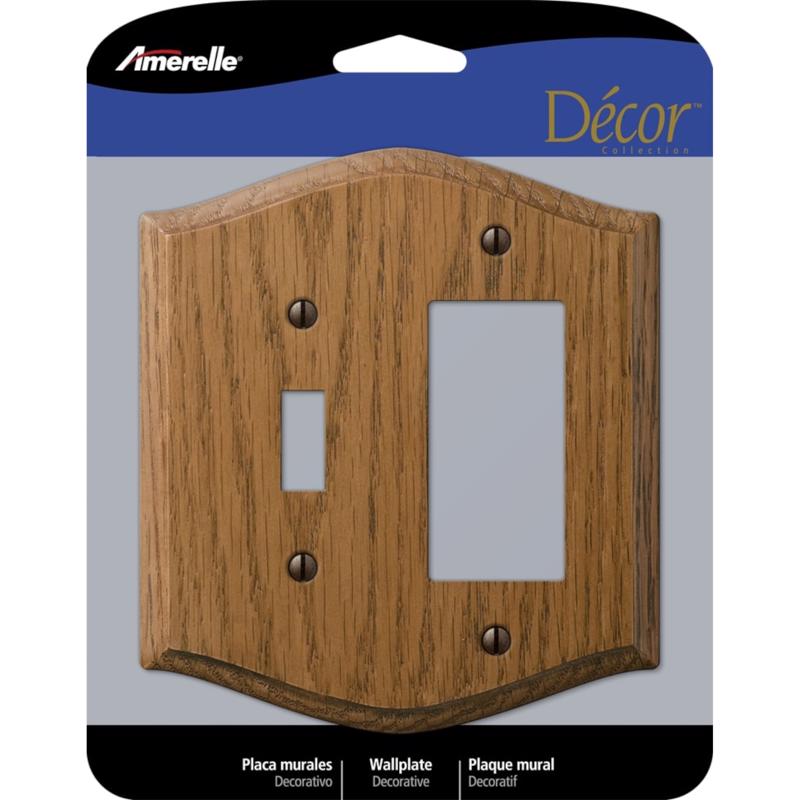 AMERELLE - Amerelle Country Medium Brown 2 gang Oak Wood Decorator/Toggle Wall Plate 1 pk