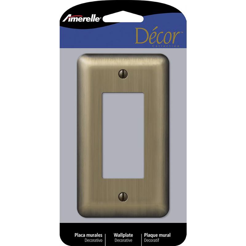 AMERELLE - Amerelle Devon Brushed Brass 1 gang Stamped Steel Decorator Wall Plate 1 pk