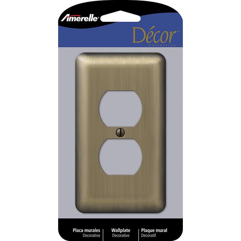 AMERELLE - Amerelle Devon Brushed Brass 1 gang Stamped Steel Duplex Wall Plate 1 pk