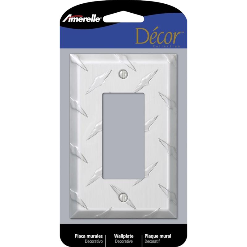 AMERELLE - Amerelle Diamond Silver 1 gang Stamped Aluminum Decorator Wall Plate 1 pk