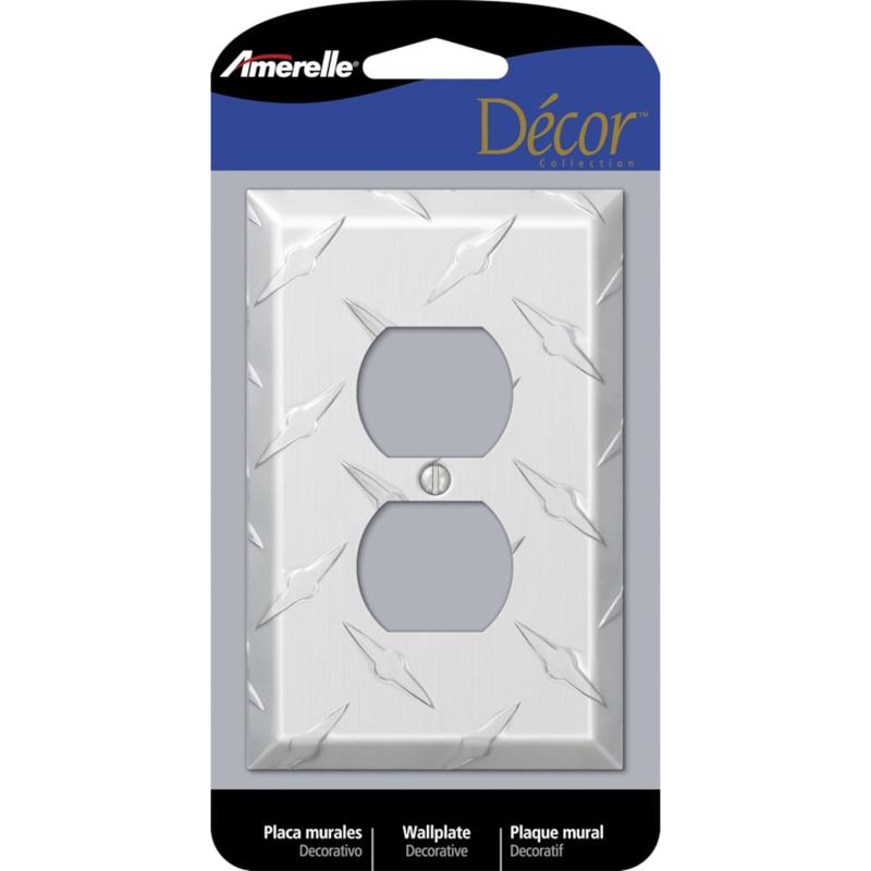 AMERELLE - Amerelle Diamond Magnesium 1 gang Stamped Aluminum Duplex Wall Plate 1 pk