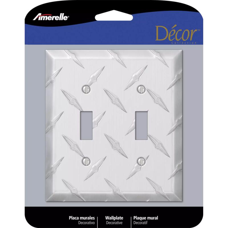 AMERELLE - Amerelle Diamond Silver 2 gang Stamped Aluminum Toggle Wall Plate 1 pk