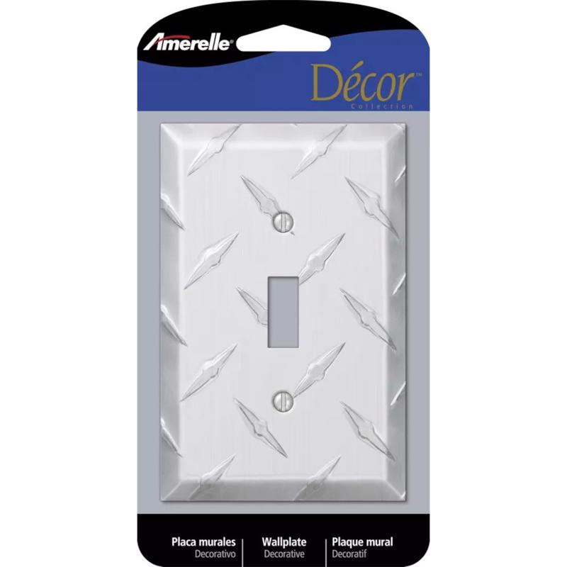 AMERELLE - Amerelle Diamond Silver 1 gang Stamped Aluminum Toggle Wall Plate 1 pk