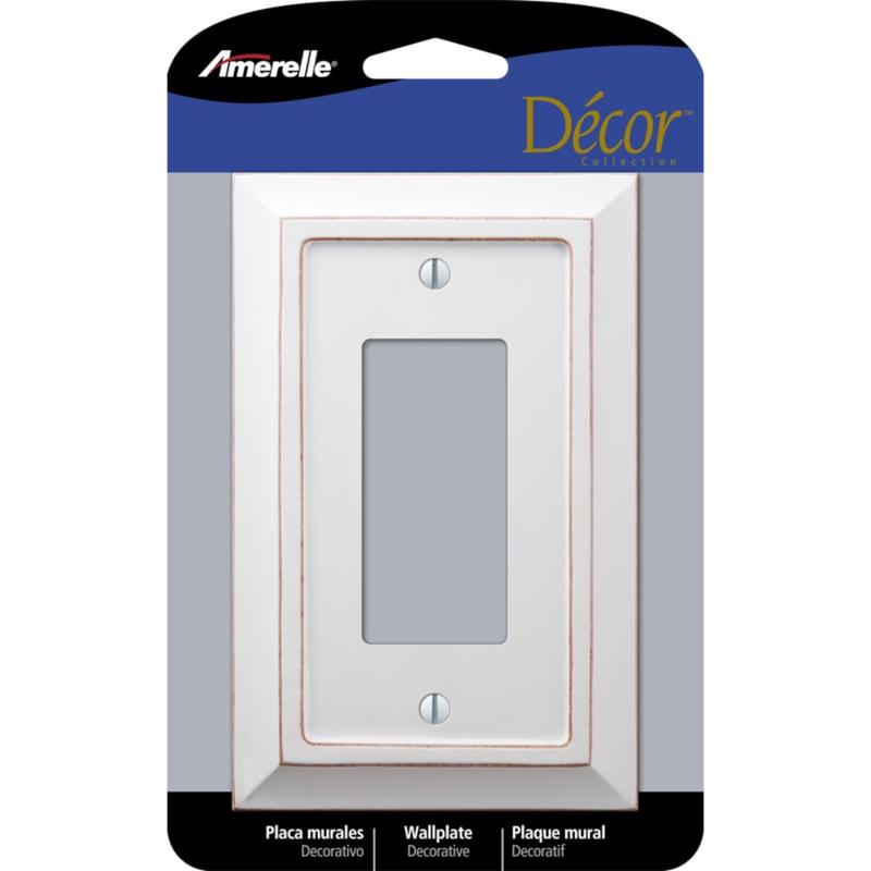 AMERELLE - Amerelle Savannah White 1 gang Wood Decorator Wall Plate 1 pk