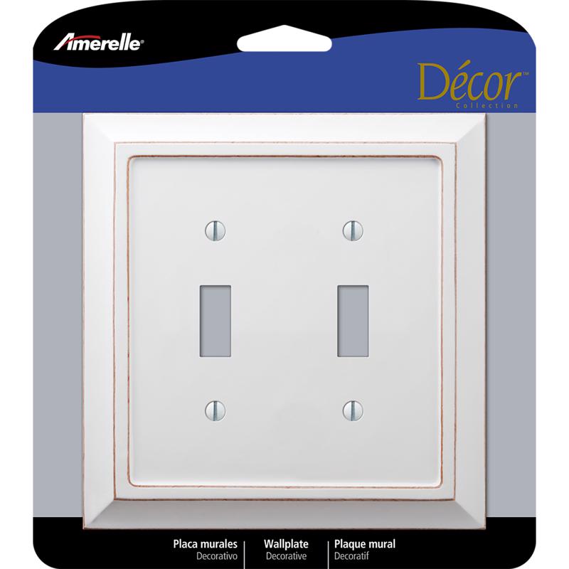 AMERELLE - Amerelle Savannah White 2 gang Wood Toggle Wall Plate 1 pk