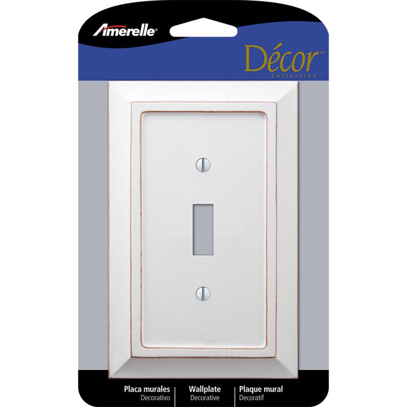 AMERELLE - Amerelle Savannah White 1 gang Wood Toggle Wall Plate 1 pk