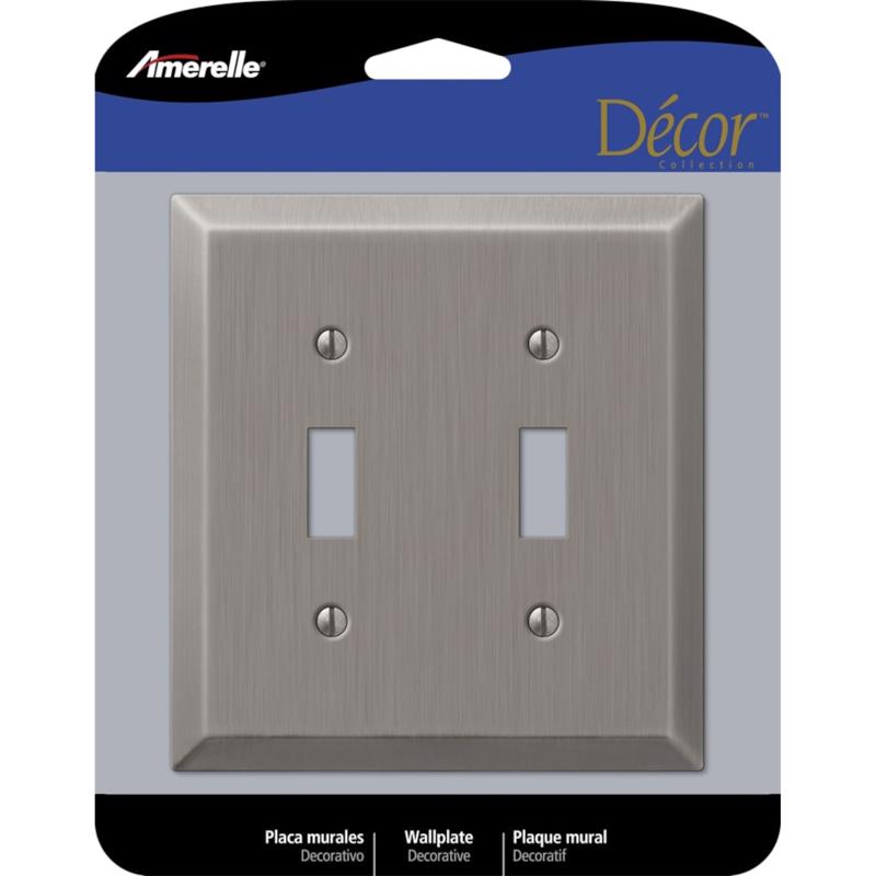 AMERELLE - Amerelle Century Antique Nickel 2 gang Stamped Steel Toggle Wall Plate 1 pk