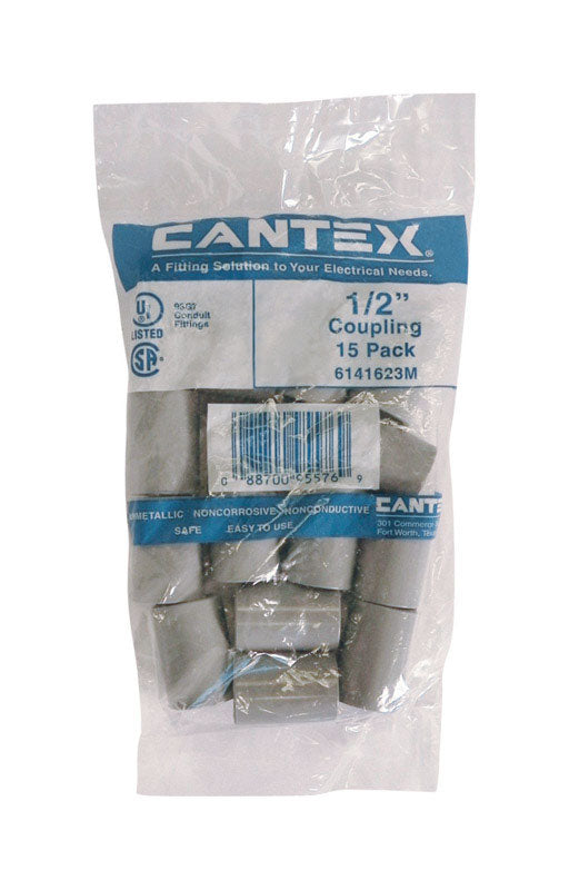 CANTEX - Cantex 1/2 in. D PVC Electrical Conduit Coupling 15 pk