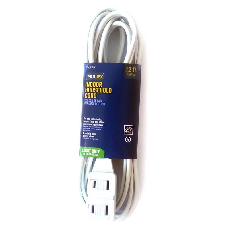 PROJEX - Projex Indoor 12 ft. L White Extension Cord 16/2 SPT-2