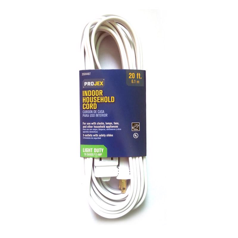 PROJEX - Projex Indoor 20 ft. L White Extension Cord 16/2 SPT-2