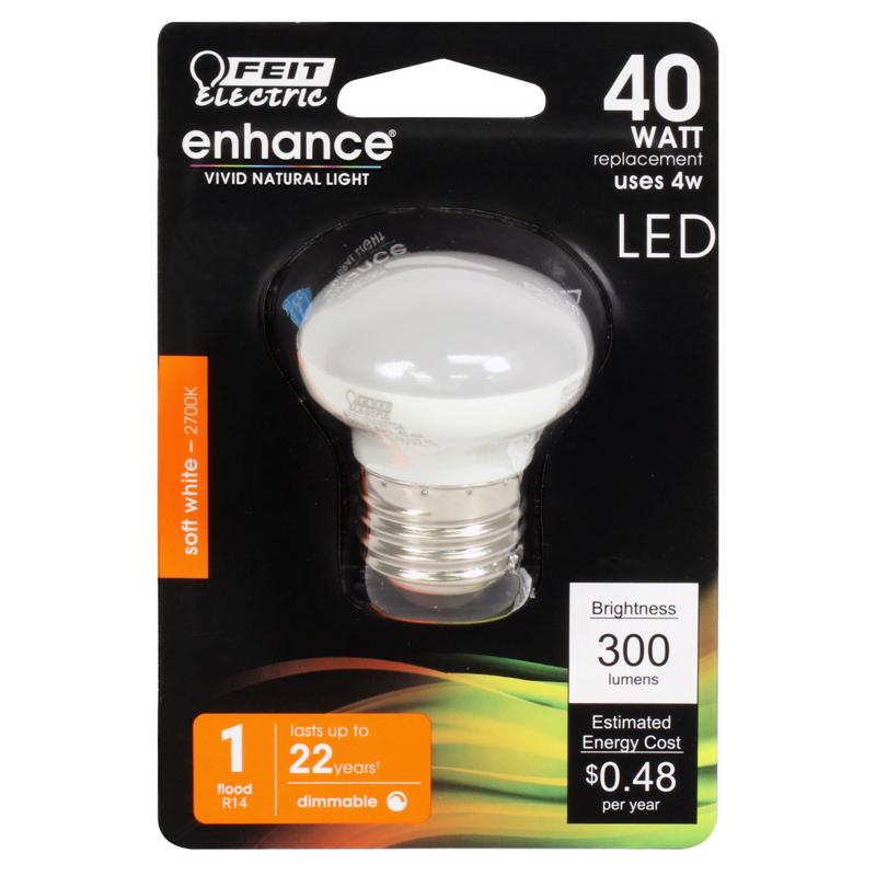 FEIT - Feit Enhance R14 E26 (Medium) LED Bulb Soft White 40 Watt Equivalence 1 pk - Case of 4