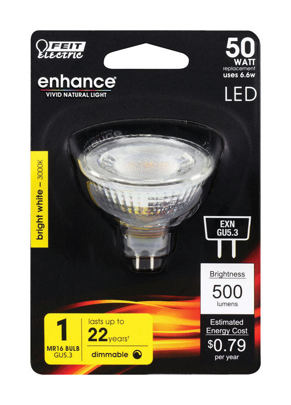 FEIT - Feit MR16 GU5.3 LED Bulb Bright White 50 Watt Equivalence 1 pk