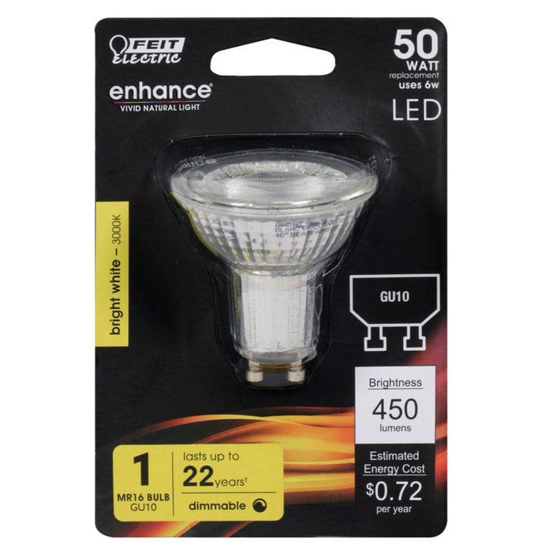 FEIT - Feit MR16 GU10 LED Bulb Bright White 50 Watt Equivalence 1 pk