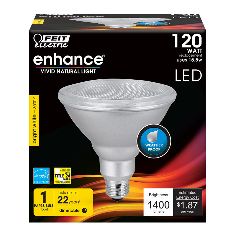 FEIT - Feit Enhance PAR38 E26 (Medium) LED Bulb Bright White 120 Watt Equivalence 1 pk