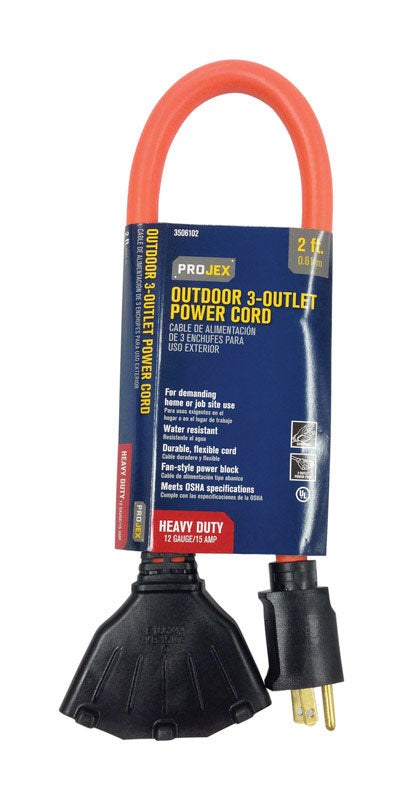 PROJEX - Projex Indoor or Outdoor 2 ft. L Orange Extension Cord 12/3 STW