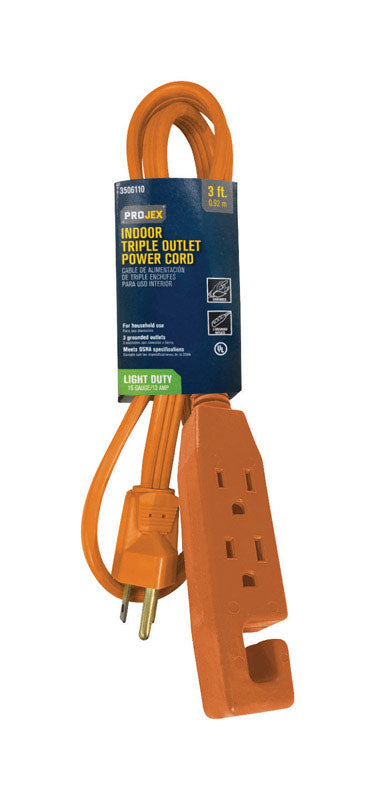 PROJEX - Projex Indoor 3 ft. L Orange Triple Outlet Cord