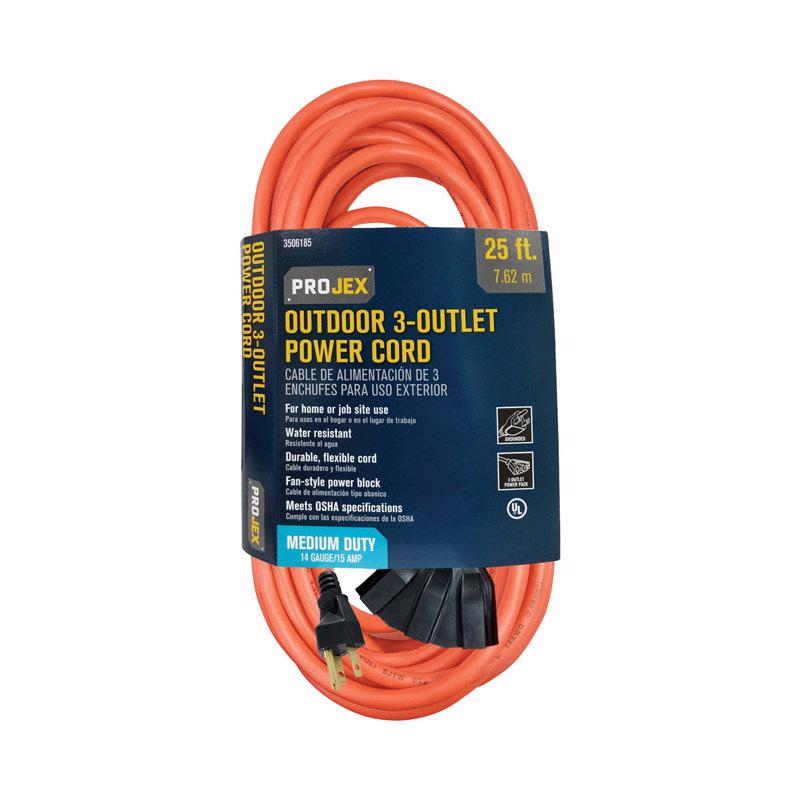 PROJEX - Projex Indoor or Outdoor 25 ft. L Orange Extension Cord 14/3 SJTW [10P-001-025FOGP]