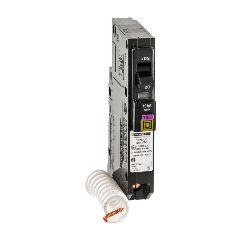 SQUARE D - Square D QO 20 amps Arc Fault/Ground Fault Single Pole Circuit Breaker [QO120DFC]