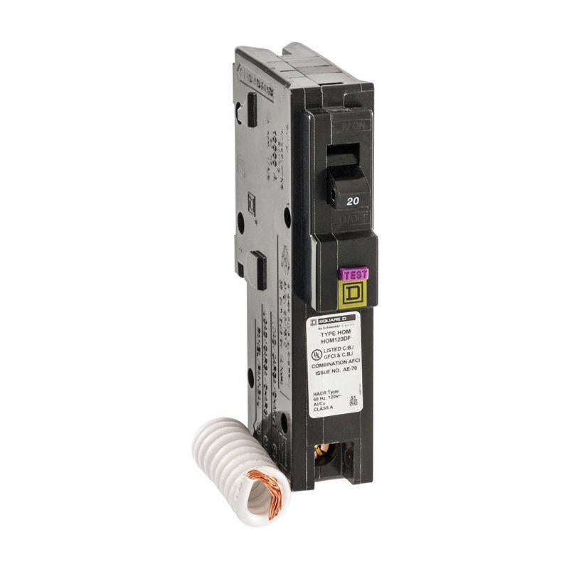 SQUARE D - Square D HomeLine 20 amps Dual Function (CAFCI and GFCI) Single Pole Circuit Breaker