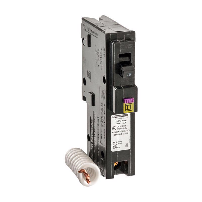 SQUARE D - Square D HomeLine 15 amps Arc Fault/Ground Fault Single Pole Circuit Breaker [HOM115DFC]