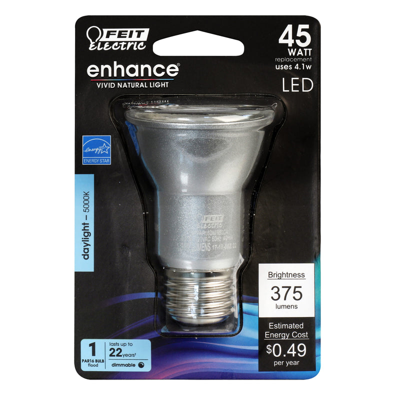 FEIT - Feit Enhance PAR16 E26 (Medium) LED Bulb Daylight 45 Watt Equivalence 1 pk - Case of 4