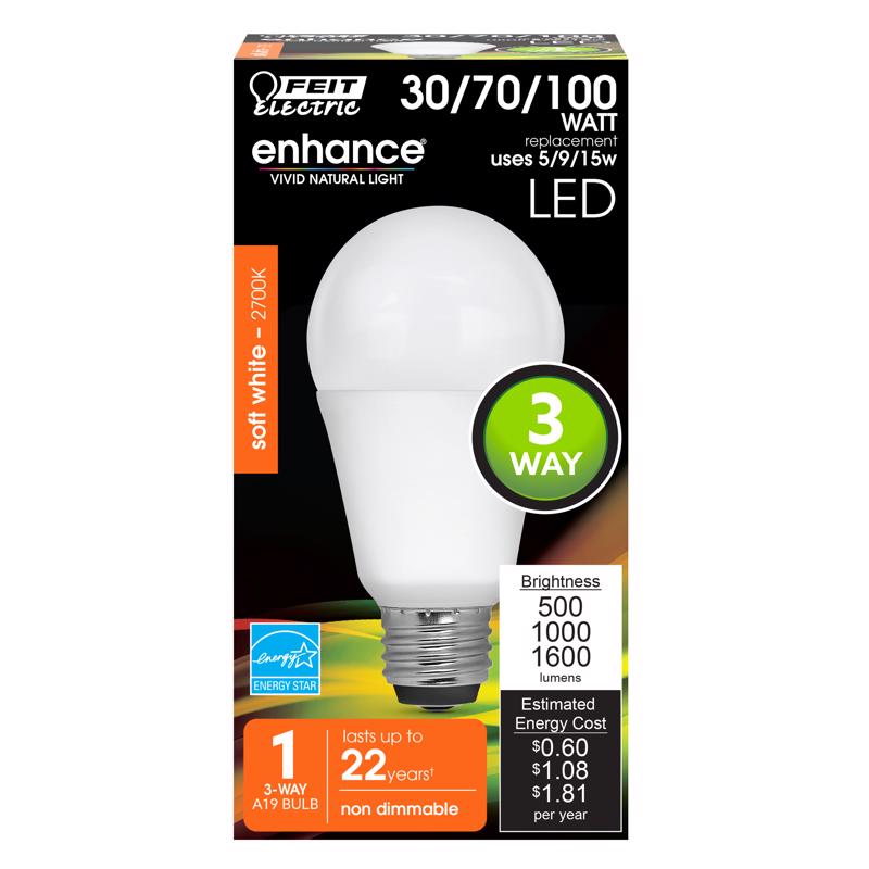 FEIT - Feit A21 E26 (Medium) LED Bulb Soft White 30/70/100 Watt Equivalence 1 pk