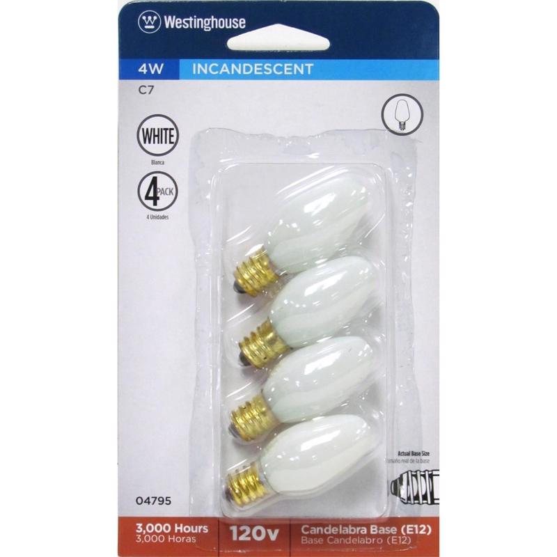 WESTINGHOUSE - Westinghouse 4 W C7 Specialty Incandescent Bulb E12 (Candelabra) Warm White 4 pk