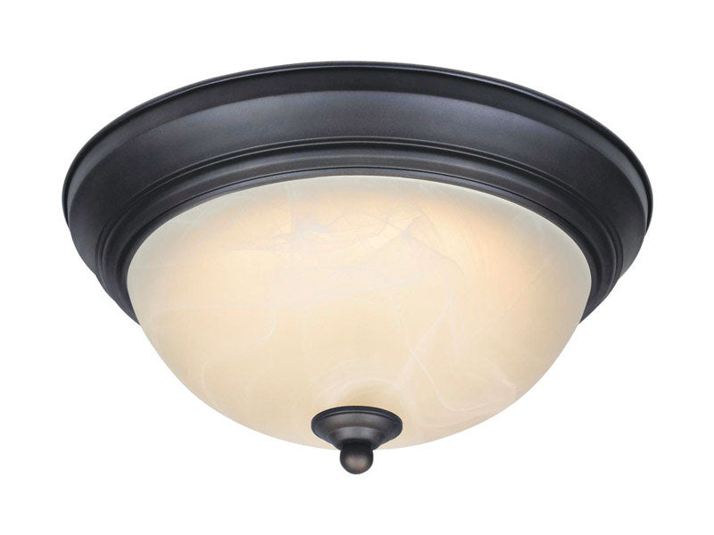 WESTINGHOUSE - Westinghouse 4.75 in. H X 11 in. W X 11 in. L Oil Rubbed Bronze White Ceiling Fixture