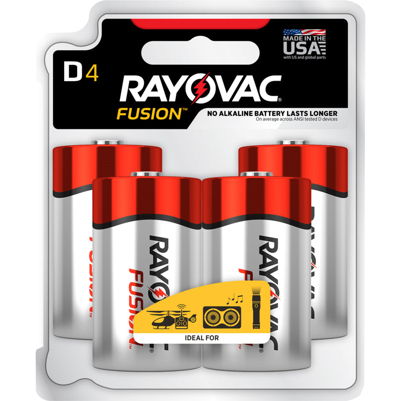 RAYOVAC - Rayovac Fusion D Alkaline Batteries 4 pk Carded