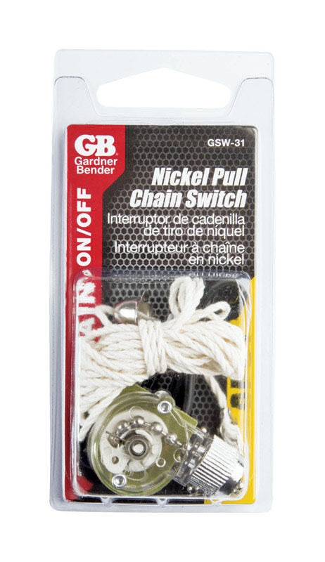 GARDNER BENDER - Gardner Bender Nickel Pull Chain Switch