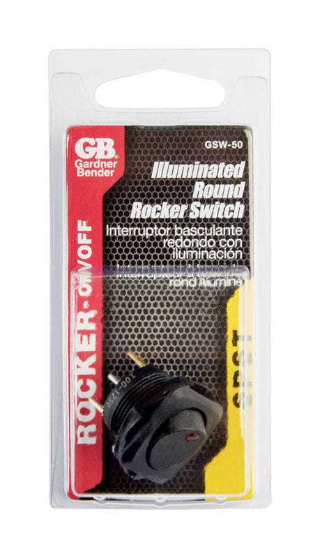 GARDNER BENDER - Gardner Bender 16 amps Rocker Switch Black 1 pk [GSW-50]