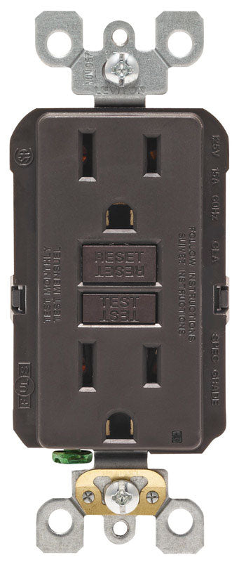 LEVITON - Leviton SmartlockPro 15 amps 125 V Duplex Brown GFCI Outlet 5-15R 1 pk [GFNT1-00K]