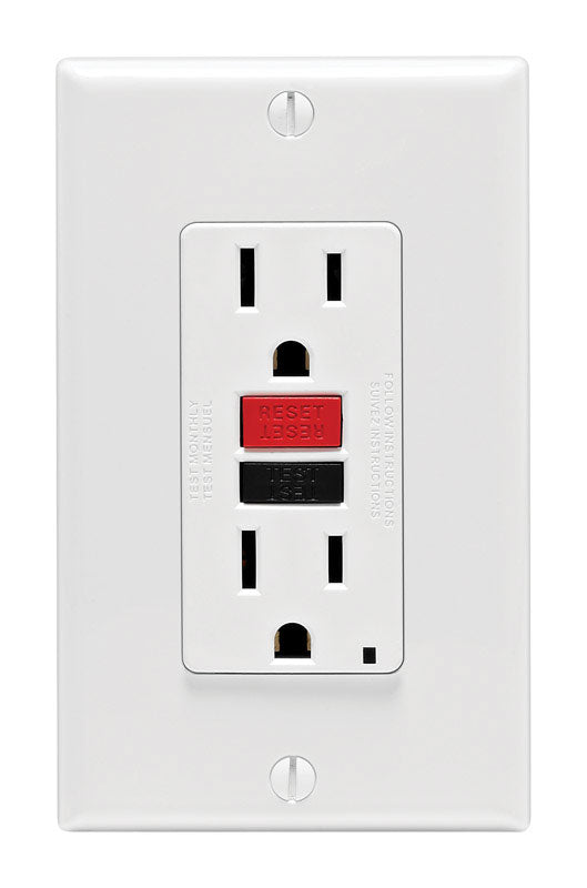 LEVITON - Leviton SmartlockPro 15 amps 125 V Duplex White GFCI Outlet 5-15R 1 pk [C12-GFNT1-RNW]