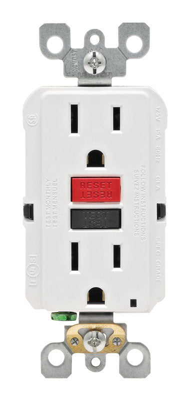 LEVITON - Leviton SmartlockPro 15 amps 125 V Duplex White GFCI Outlet 5-15R 1 pk [GFNT1-0RW]