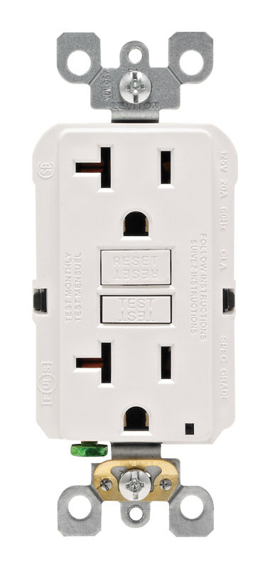 LEVITON - Leviton SmartlockPro 20 amps 125 V Duplex White GFCI Outlet 5-20R 1 pk [GFNT2-0KW]