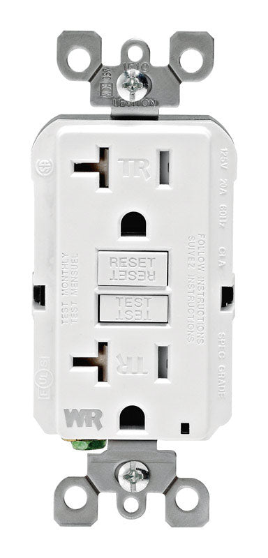 LEVITON - Leviton SmartlockPro 20 amps 125 V Duplex White GFCI Outlet 5-20R 1 pk [GFWT2-0KW]