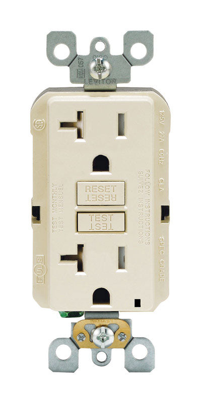 LEVITON - Leviton SmartlockPro 20 amps 125 V Duplex Light Almond GFCI Outlet 5-20R 1 pk [GFTR2-0KT]