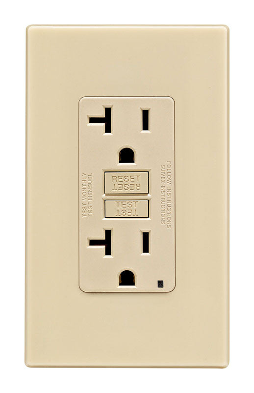 LEVITON - Leviton 20 amps 125 V Ivory GFCI Outlet 5-20R 1 pk