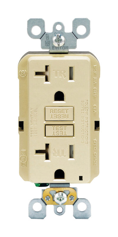 LEVITON - Leviton SmartlockPro 20 amps 125 V Duplex Ivory GFCI Outlet 5-20R 1 pk [GFTR2-0KI]