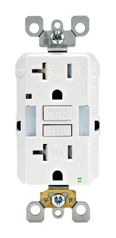 LEVITON - Leviton SmartlockPro 20 amps 125 V Duplex White GFCI Outlet 5-20R 1 pk [GFNL2-00W]