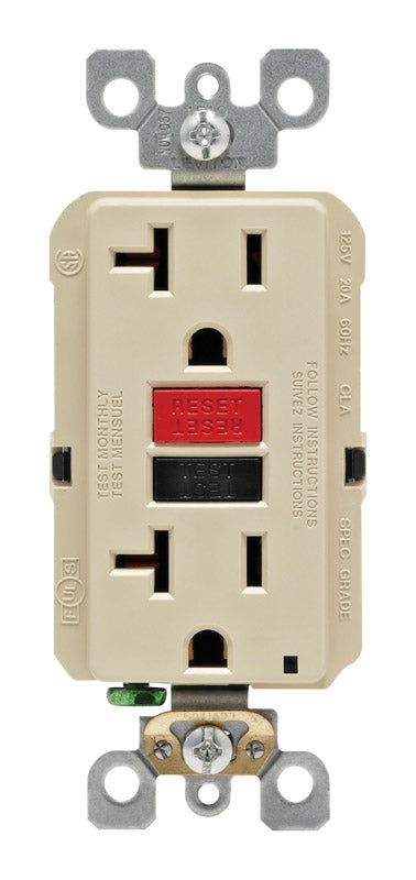 LEVITON - Leviton SmartlockPro 20 amps 125 V Duplex Ivory GFCI Outlet 5-20R 1 pk [GFNT2-0RI]