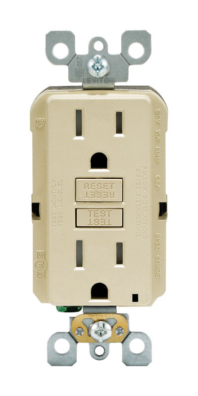 LEVITON - Leviton SmartlockPro 15 amps 125 V Duplex Ivory GFCI Outlet 5-15R 1 pk [GFTR1-0KI]