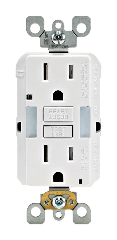 LEVITON - Leviton SmartlockPro 15 amps 125 V Duplex White GFCI Outlet 5-15R 1 pk [GFNL1-00W]