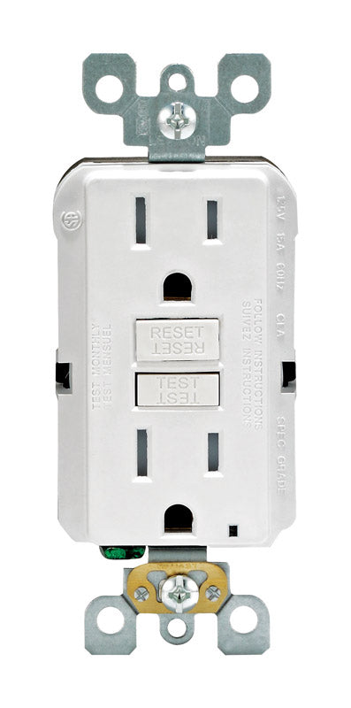 LEVITON - Leviton SmartlockPro 15 amps 125 V Duplex White GFCI Outlet 5-15R 1 pk [GFTR1-0KW]