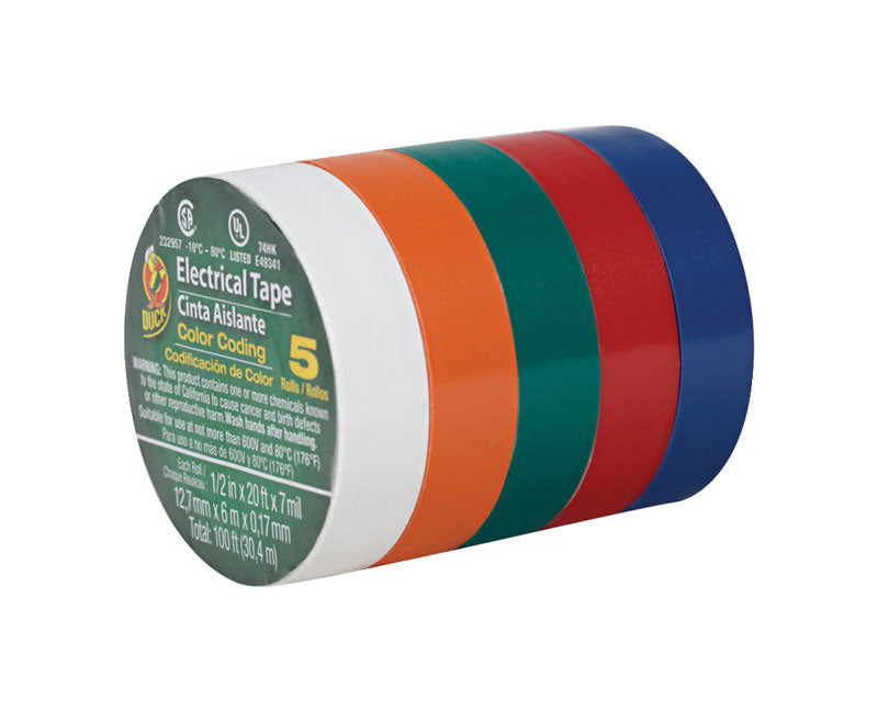 DUCK - Duck 1/2 in. W X 20 ft. L Assorted Vinyl Electrical Tape - Case of 12