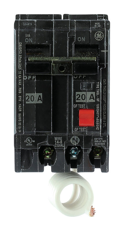 GE - GE 20 amps Ground Fault 2-Pole Circuit Breaker w/Self Test