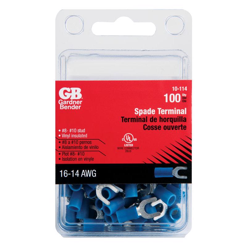 GARDNER BENDER - Gardner Bender 16-14 Ga. Insulated Wire Spade Terminal Blue 100 pk [10-114]